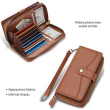 Load image into Gallery viewer, CASEKIS 2-in-1 Magnetic Detachable Wallet Case with RFID Blocking, 16 Card Slots &amp; Zipper Pocket Brown
