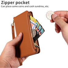 Muat gambar ke penampil Galeri, Casekis Cardholder Case with Wrist Strap,Compatible with MagSafe,Zipper Pocket,Brown
