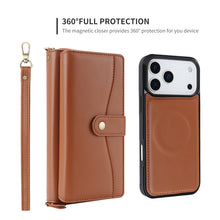 Load image into Gallery viewer, CASEKIS 2-in-1 Magnetic Detachable Wallet Case with RFID Blocking, 16 Card Slots &amp; Zipper Pocket Brown
