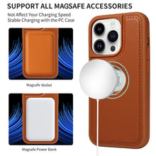 Cargar imagen en el visor de la galería, Casekis Cardholder Case with Wrist Strap,Compatible with MagSafe,Zipper Pocket,Brown
