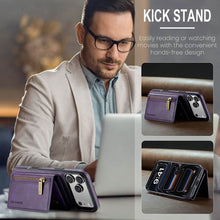 Load image into Gallery viewer, Casekis RFID Magnetic Detachable Leather Wallet Phone Case Purple
