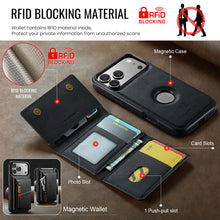 Load image into Gallery viewer, Casekis RFID Magnetic Detachable Leather Wallet Phone Case Black
