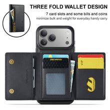Load image into Gallery viewer, Casekis RFID Magnetic Detachable Leather Wallet Phone Case Black
