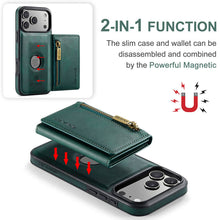 Load image into Gallery viewer, Casekis RFID Magnetic Detachable Leather Wallet Phone Case Green
