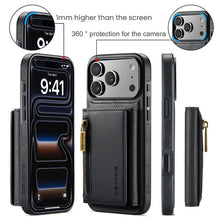 Load image into Gallery viewer, Casekis RFID Magnetic Detachable Leather Wallet Phone Case Black
