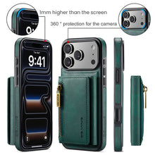 Load image into Gallery viewer, Casekis RFID Magnetic Detachable Leather Wallet Phone Case Green
