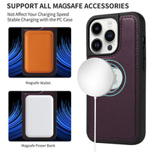 Cargar imagen en el visor de la galería, Casekis Cardholder Case with Wrist Strap,Compatible with MagSafe,Zipper Pocket,Dark Purple
