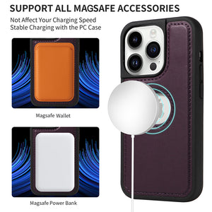 Casekis Cardholder Case with Wrist Strap,Compatible with MagSafe,Zipper Pocket,Dark Purple