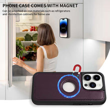 Cargar imagen en el visor de la galería, Casekis Cardholder Case with Wrist Strap,Compatible with MagSafe,Zipper Pocket,Dark Purple
