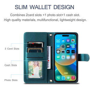 Casekis 3 Card Leather Crossbody Wallet Phone Case Green