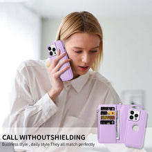 Muat gambar ke penampil Galeri, Casekis Cardholder Case with Wrist Strap,Compatible with MagSafe,Zipper Pocket,Purple
