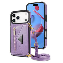 Load image into Gallery viewer, Casekis Crossbody Strap Leather Magnetic Wallet Phone Case Purple
