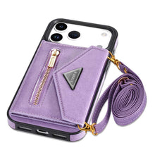 Load image into Gallery viewer, Casekis Crossbody Strap Leather Magnetic Wallet Phone Case Purple
