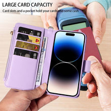 Cargar imagen en el visor de la galería, Casekis Cardholder Case with Wrist Strap,Compatible with MagSafe,Zipper Pocket,Purple
