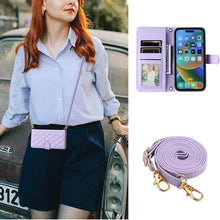 Load image into Gallery viewer, Casekis 3 Card Leather Crossbody Wallet Phone Case Purple
