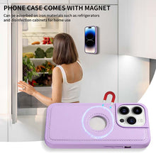 Muat gambar ke penampil Galeri, Casekis Cardholder Case with Wrist Strap,Compatible with MagSafe,Zipper Pocket,Purple
