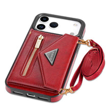 Load image into Gallery viewer, Casekis Crossbody Strap Leather Magnetic Wallet Phone Case Red
