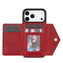 Load image into Gallery viewer, Casekis Crossbody Strap Leather Magnetic Wallet Phone Case Red
