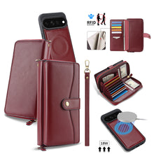 Load image into Gallery viewer, CASEKIS 2-in-1 Magnetic Detachable Wallet Case with RFID Blocking, 16 Card Slots &amp; Zipper Pocket Red
