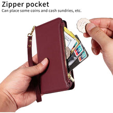 Muat gambar ke penampil Galeri, Casekis Cardholder Case with Wrist Strap,Compatible with MagSafe,Zipper Pocket,Red Wine
