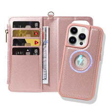 Muat gambar ke penampil Galeri, Casekis Cardholder Case with Wrist Strap,Compatible with MagSafe,Zipper Pocket,Rose Gold
