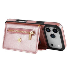 Load image into Gallery viewer, Casekis Crossbody Strap Leather Magnetic Wallet Phone Case Rose Gold
