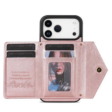 Load image into Gallery viewer, Casekis Crossbody Strap Leather Magnetic Wallet Phone Case Rose Gold

