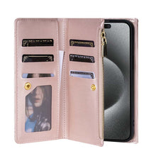 Load image into Gallery viewer, Casekis 7-Slot Foldable Crossbody Wallet Phone Case Rose Gold
