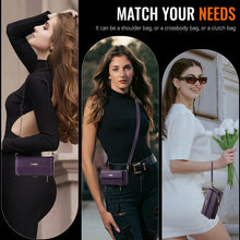 Charger l&#39;image dans la galerie, Casekis Crossbody Leather Wallet RFID Phone Case Purple
