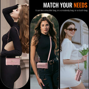 Casekis Crossbody Leather Wallet RFID Phone Case Pink