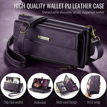 Load image into Gallery viewer, Casekis Crossbody Leather Wallet RFID Phone Case Purple
