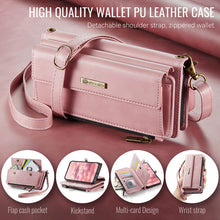 Charger l&#39;image dans la galerie, Casekis Crossbody Leather Wallet RFID Phone Case Pink
