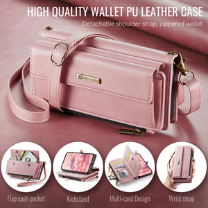 Casekis Crossbody Leather Wallet RFID Phone Case Pink