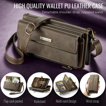 Load image into Gallery viewer, Casekis Crossbody Leather Wallet RFID Phone Case Brown
