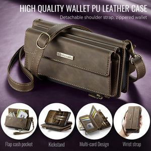 Casekis Crossbody Leather Wallet RFID Phone Case Brown
