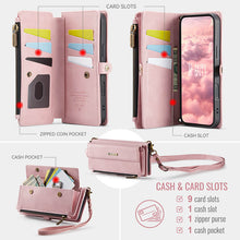 Charger l&#39;image dans la galerie, Casekis Crossbody Leather Wallet RFID Phone Case Pink
