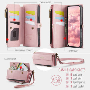 Casekis Crossbody Leather Wallet RFID Phone Case Pink