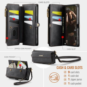 Casekis Crossbody Leather Wallet RFID Phone Case Black