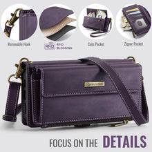 Charger l&#39;image dans la galerie, Casekis Crossbody Leather Wallet RFID Phone Case Purple
