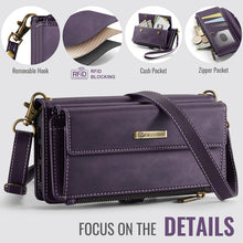 Load image into Gallery viewer, Casekis Crossbody Leather Wallet RFID Phone Case Purple
