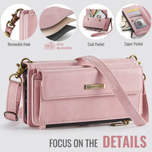 Charger l&#39;image dans la galerie, Casekis Crossbody Leather Wallet RFID Phone Case Pink
