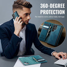 Load image into Gallery viewer, Casekis Leather Magnetic Flip Detachable Wallet Phone Case Blue Green
