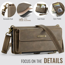 Charger l&#39;image dans la galerie, Casekis Crossbody Leather Wallet RFID Phone Case Brown
