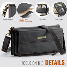Charger l&#39;image dans la galerie, Casekis Crossbody Leather Wallet RFID Phone Case Black
