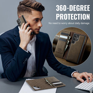 Casekis Leather Magnetic Flip Detachable Wallet Phone Case Brown