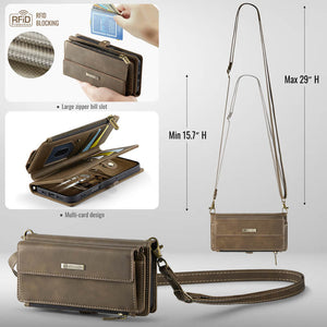 Casekis Crossbody Leather Wallet RFID Phone Case Brown