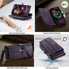 Charger l&#39;image dans la galerie, Casekis Crossbody Leather Wallet RFID Phone Case Purple
