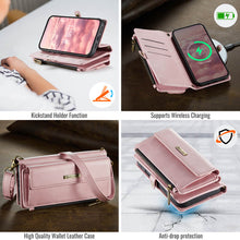 Charger l&#39;image dans la galerie, Casekis Crossbody Leather Wallet RFID Phone Case Pink
