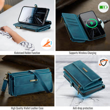 Charger l&#39;image dans la galerie, Casekis Crossbody Leather Wallet RFID Phone Case Green
