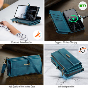 Casekis Crossbody Leather Wallet RFID Phone Case Green